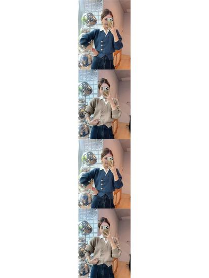 Autumn Trendy Two-Piece Look Knitted Cardigan for Women - Korean Style
