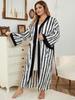 EDOLYNSA Женский кардиган в черно-белую полоску, кимоно, уютная туника большого размера, вечерняя женская одежда в стиле бохо, домашняя одежда, купальник, накидка Q1600