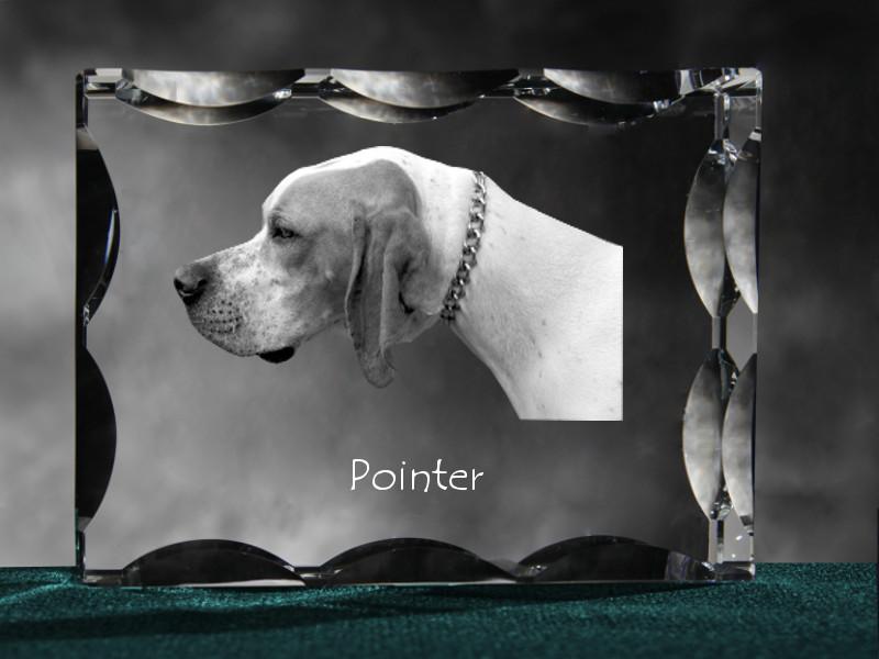 English Pointer I - crystal with a picture of a dog, glass statuette with a picture, unique frame with a picture from Art-Dog brand