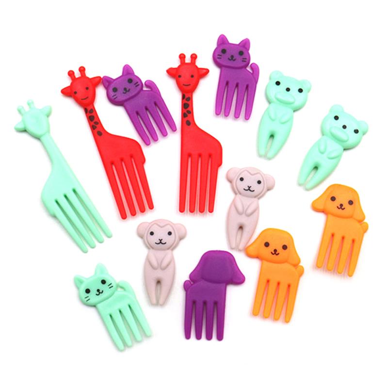 Мини-вилки для корма для животных для детей, милая фруктовая вилка, многоразовая мультяшная зубочистка