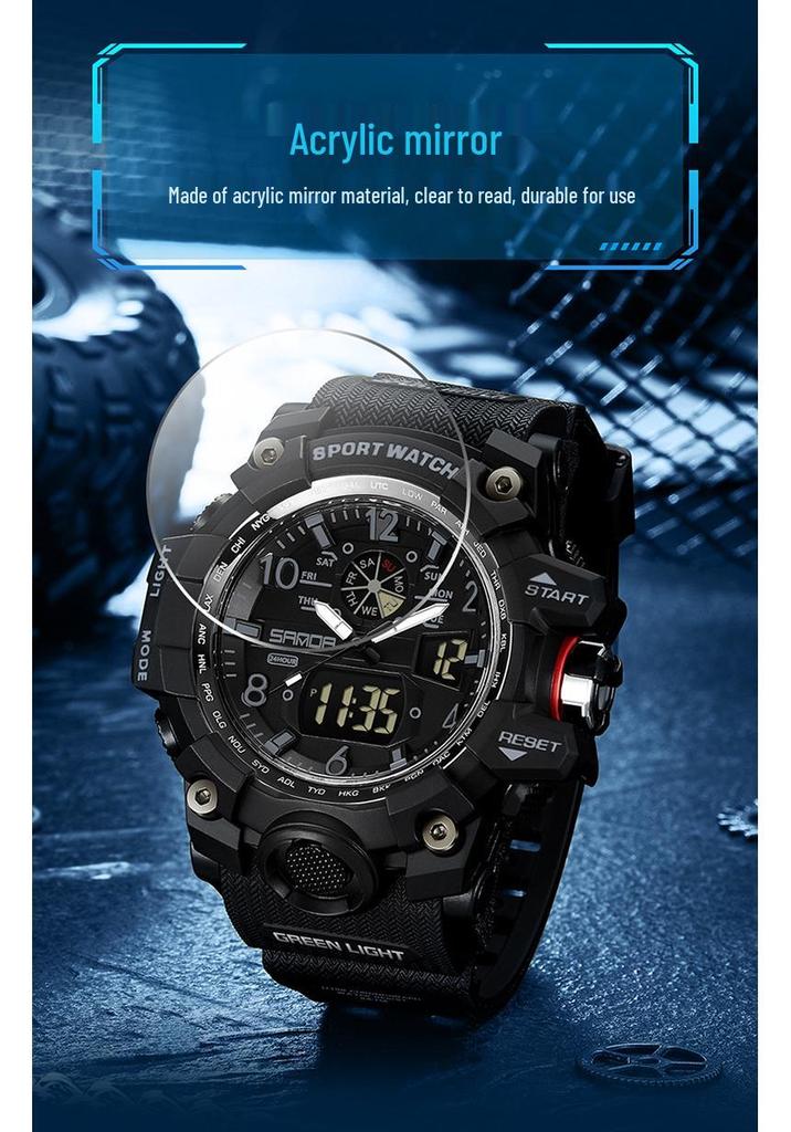 Sanda Teen Multi-functional Waterproof Sports Watch with Alarm & Luminous Display