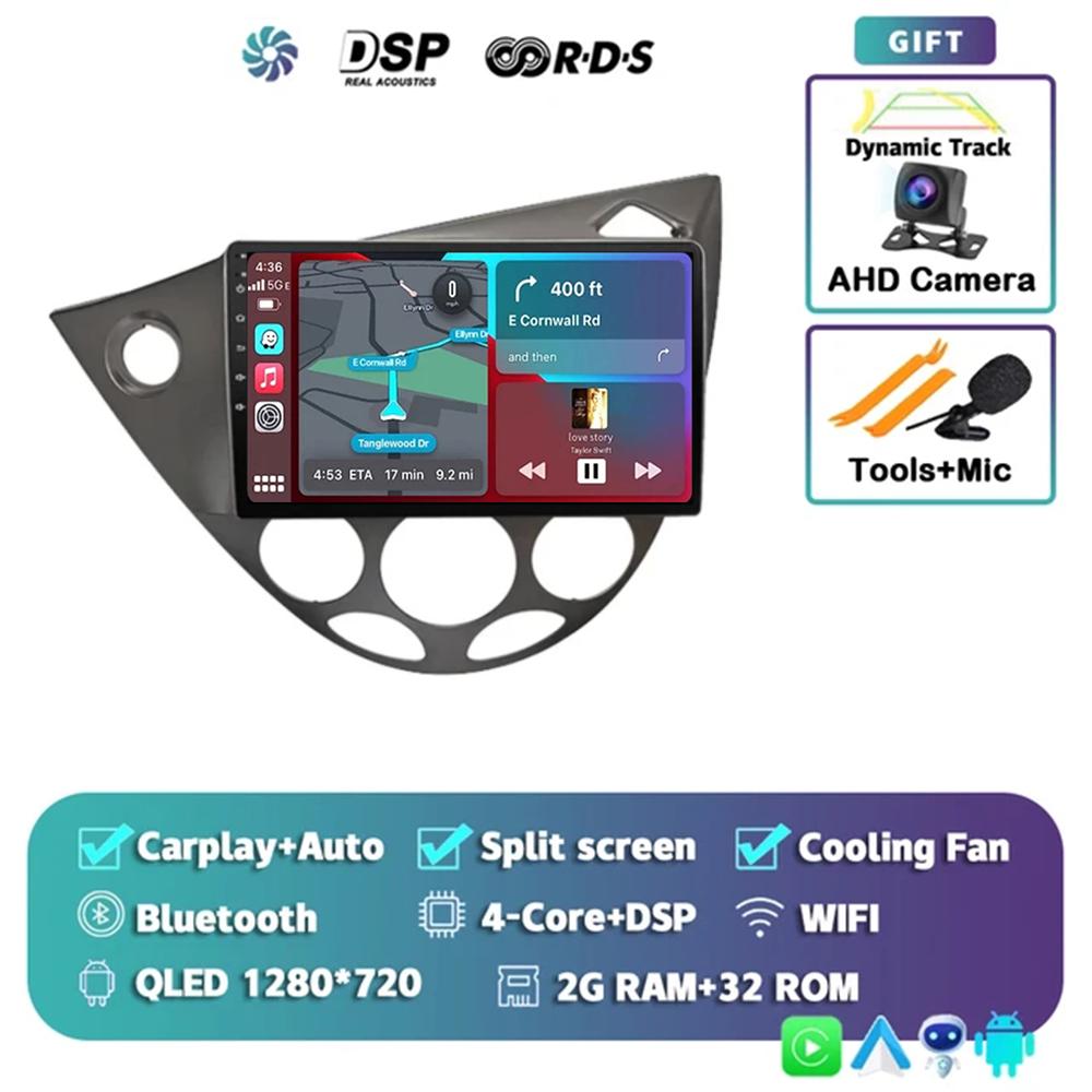 9-дюймовый Android 14 автомобильный радиоприемник для Ford Fiesta 1995-2001 Focus MK1 1998-2004 2 Din стерео мультимедийный проигрыватель Carplay Autoradio головное устройство
