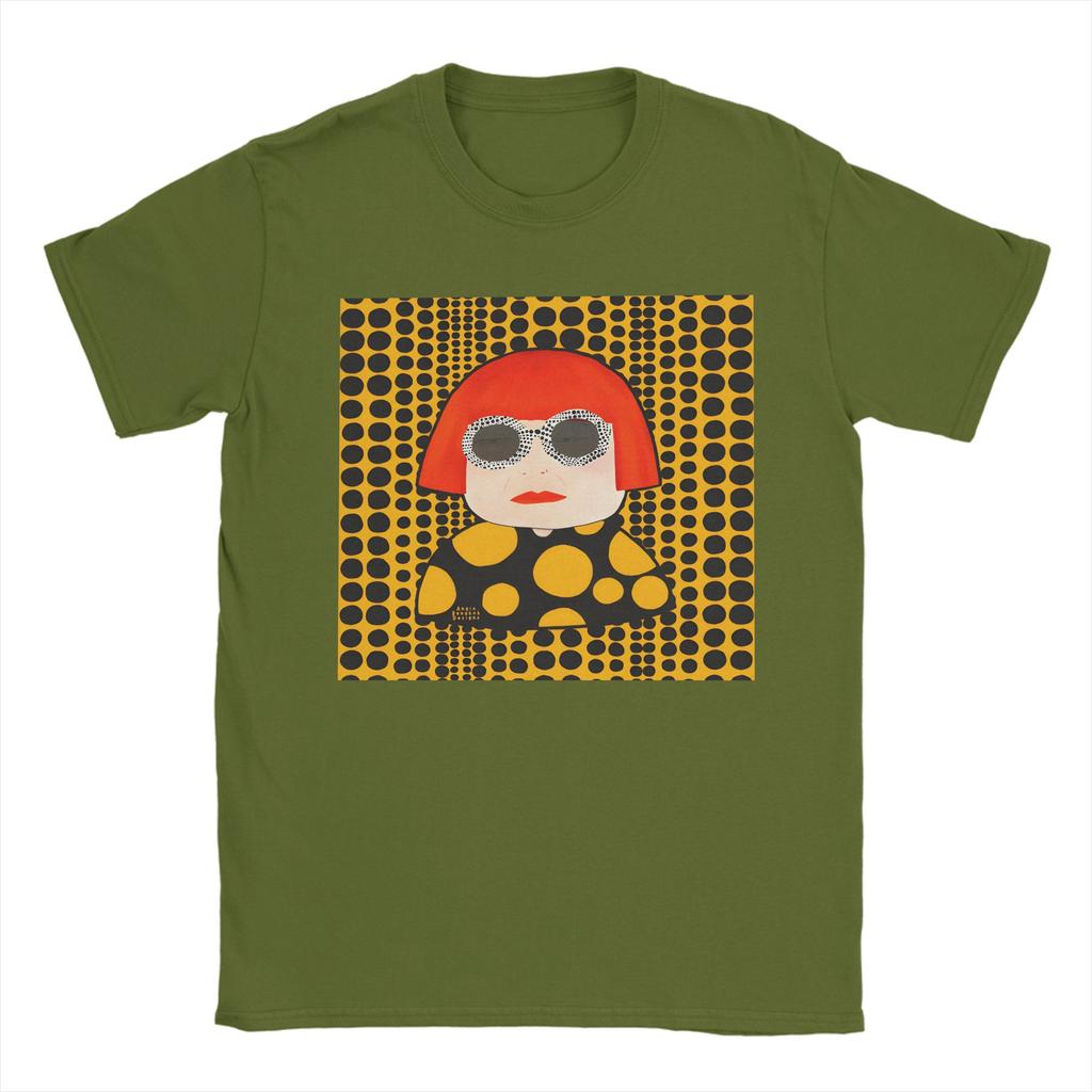 Yayoi KKusama Yellow Polkadots T Shirts Mens Cotton Vintage TShirt O Neck Tee Shirt Short Sleeve Clothing Unique
