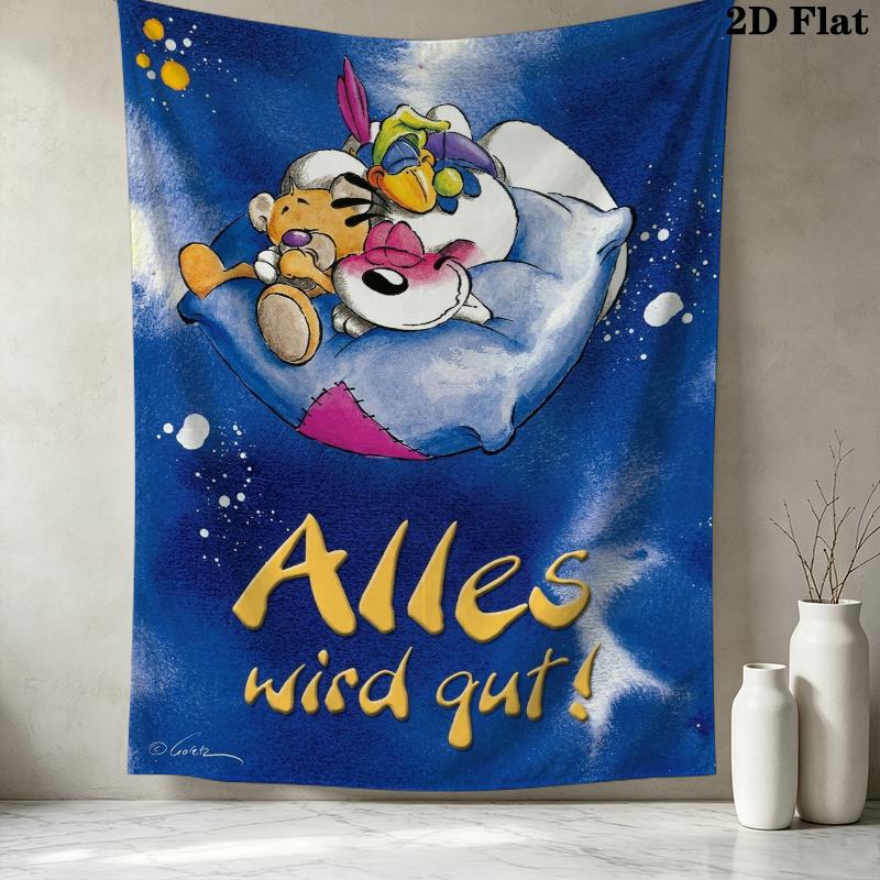 Diddl Pattern Wall Tapestry Aesthetic Wall Hanging Printed Fabric Blanket Decorative Tapestries for Bedroom Living Room Home Decor
