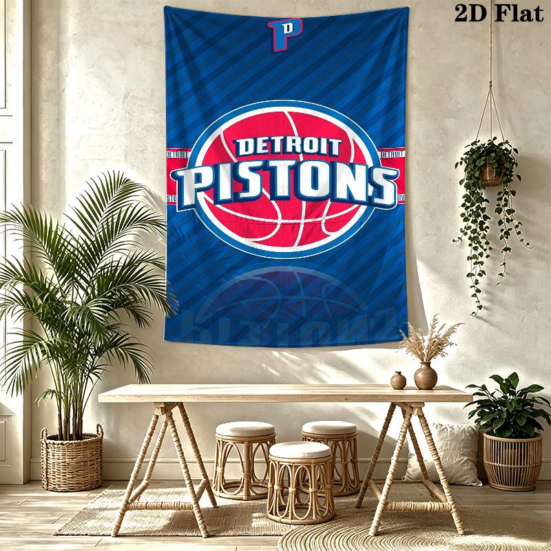 Detroit Pistons Wall Tapestry Aesthetic Wall Hanging Printed Fabric Blanket Decorative Tapestries for Bedroom Living Room Home Decor