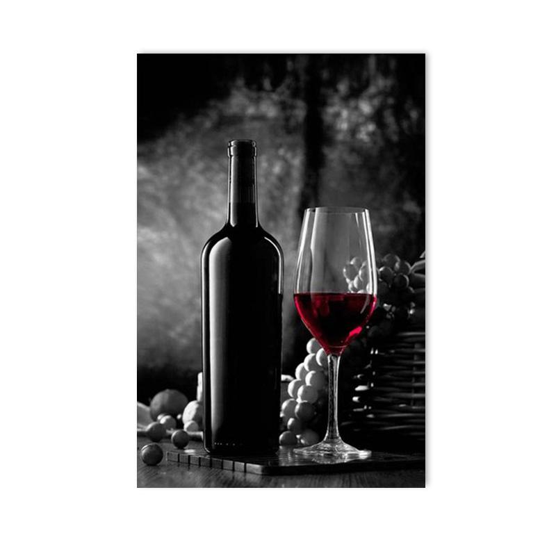 Мода Красное вино Чашка Искусство Холст Картина Современные Плакаты и Принты Западный Ресторан Бар Настенное Искусство Картина Коридор Домашний Декор