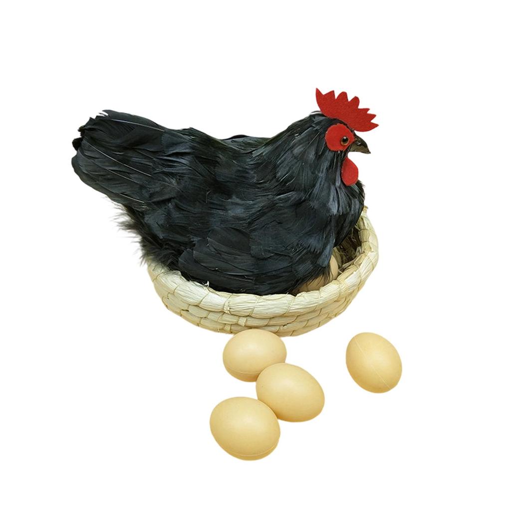 Lifelike Hen Statue Chicken Simulation Model Farm Animal Figurine for Garden Easter Decoration