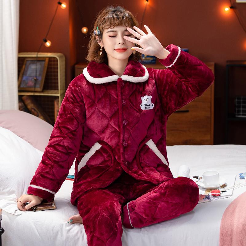 2 шт. Зимняя женская теплая домашняя одежда пижамы женская фланелевая толстая коралловая флисовая милая мультяшная пижама большого размера шерстяная пижама