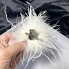 Women Fashion Feather Headwear Jewelry Decor Bridal Hairband Ostrich Feathers Brooch Pin