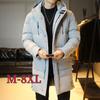 Мужское пальто средней длины из хлопка, зимнее пальто из хлопка длиной до колена большого размера, мужское пальто, корейский стиль, приталенное утолщенное теплое пальто из хлопка
