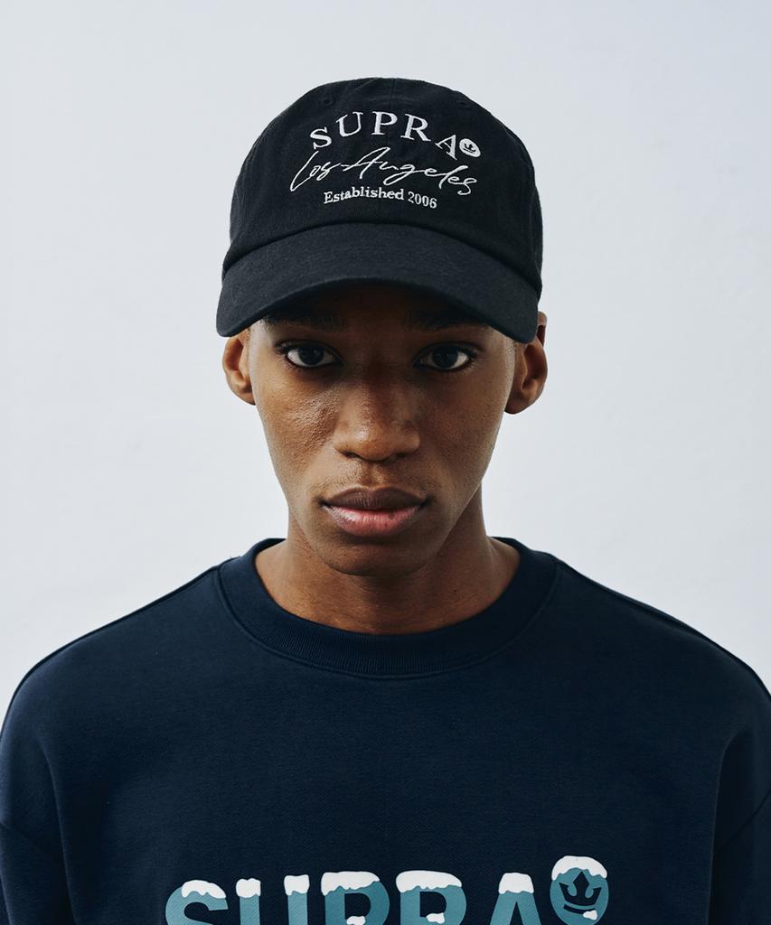 Кепка-бейсболка SUPRA с большим логотипом, стилизованная под винтаж (черный)