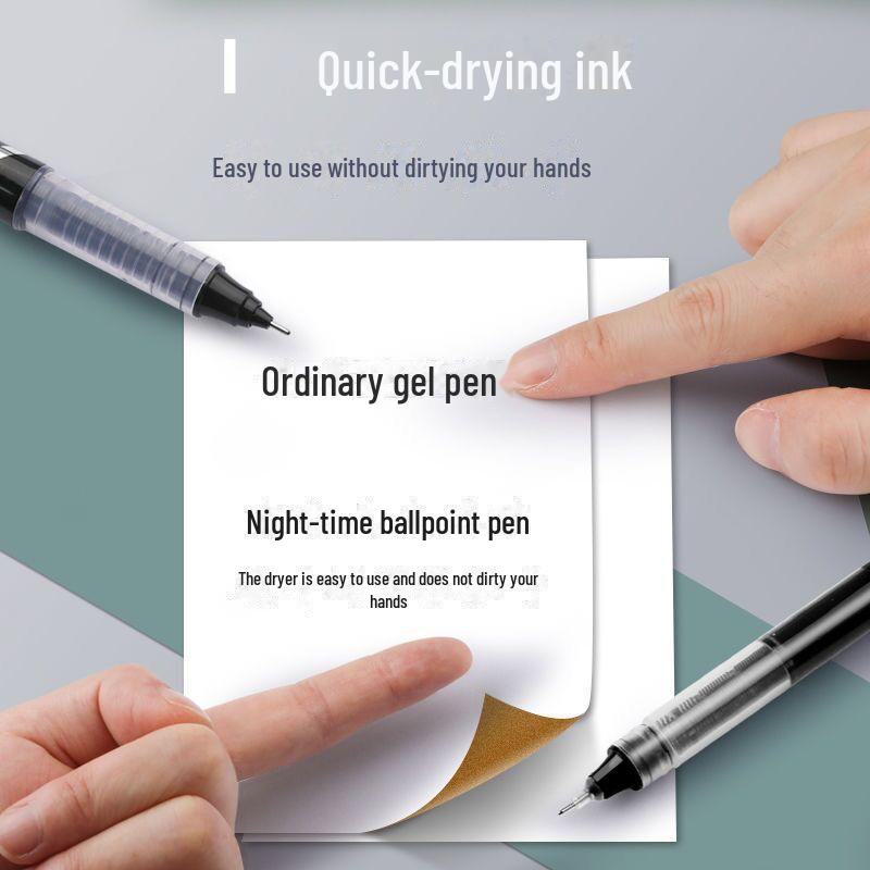 Быстросохнущая черная гелевая шариковая ручка с полноразмерной иглой, большой емкости, идеально подходит для студентов и деловых подписей.