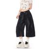 Washed Ink Splashing Dirty Dyed Pleated Tooling Shorts Men's and Women's Retro Loose Wide-leg Couple Jeans