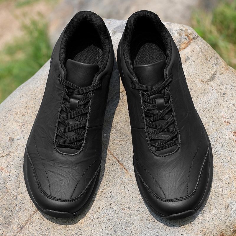 Genuine Leather Men's Casual Shoes Leisure Walk Sneakers Stylish Low-Top Lace-Up Shoes for Daily Wear Treking Footwear Trainers