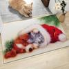 Christmas Cat Dog Carpet Rug Soft Washable Anti Slip Home Living Room Sofa Mats Personalized Christmas Rug