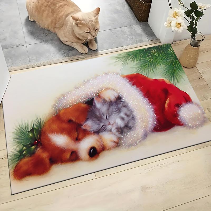 Christmas Cat Dog Carpet Rug Soft Washable Anti Slip Home Living Room Sofa Mats Personalized Christmas Rug