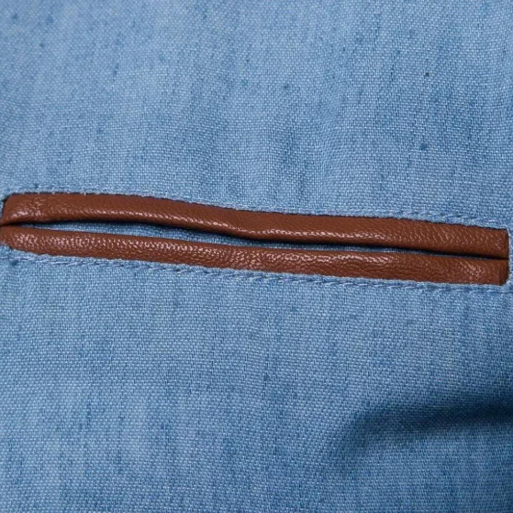 Осенняя джинсовая рубашка мужская повседневная с лацканами, облегающая, не требующая глажки, горячая распродажа, уличная одежда, отложной воротник, стандартная застежка на пуговицы