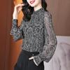 Chiffon Shirt Women's Spring and Autumn Long Sleeve Puff Sleeve Floral Top