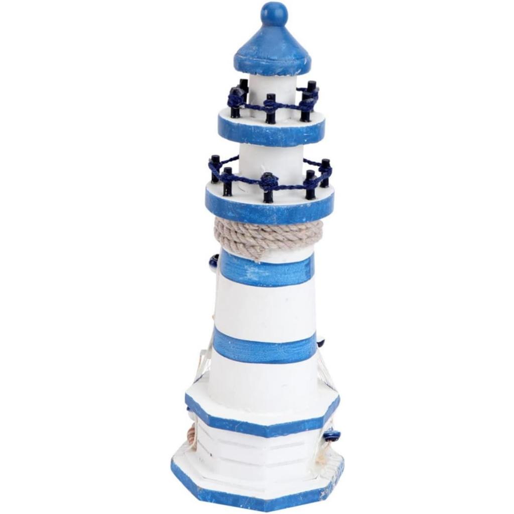 Nautical Ocean Lighthouse Decor for Home - Nautical Lighthouse Decor, Mediterranean Sea Beach Style Watchtower Wooden Nautical Tower Ornament Figurine