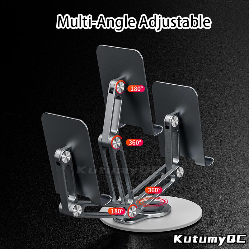 360° Metal Desk Mobile KutumyQC Phone Holder Stand For iPhone iPad Xiaomi Adjustable Desktop Tablet Holder Cell Phone Stand
