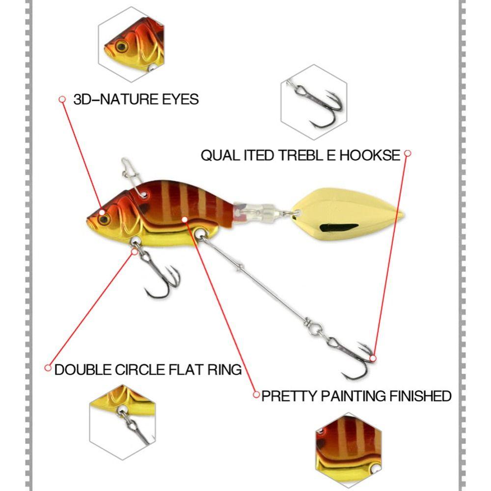 Rotating VIB Vibration Bait 44mm Sequins Pesca Lure Fishing Tackle Spinner Fishing Lures  Fishing
