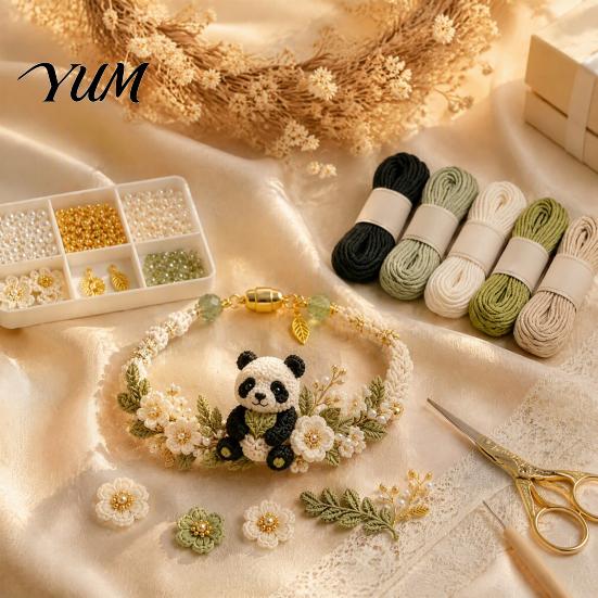 Handmade Bracelet Kit DIY Woven Animal Kit, Fox Cat Deer Bird Weaving Crafts, Floral Crochet Set for Beginners Adults Beginner Friendly