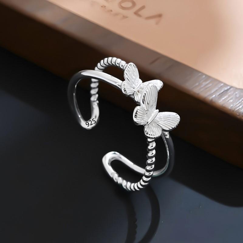 925 Sterling Silver Butterfly Ring for Women Minimalist Pattern Elegant Temperament Fashion Jewelry Gift Dropshipping