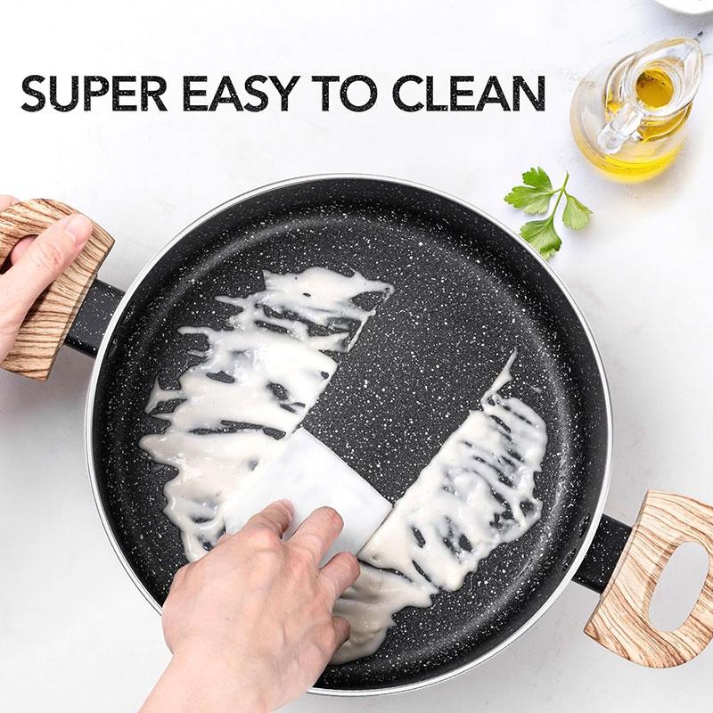 Антипригарная кастрюля 5 кварт Гранитная большая суповая кастрюля Кастрюля для варки пасты со стеклянной крышкой Индукционная посуда Кухонная посуда Черная