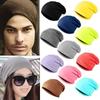 Solid Color Winter Warm Hat Cotton Blended Elastic Turban Hat Casual Women Men Beanie Cap Unisex