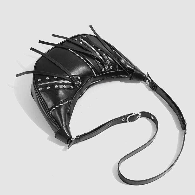 2024 New Fashion Oil Wax Leather Horn Bag Motorcycle Crossbody Bag for Women Niche Design Lazy Dumpling Single Shoulder Underarm Bag