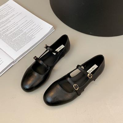 Модная женская обувь на плоской подошве 2025 Весна и Осень Новые Цельнокроеные Балетки Одинарные Туфли С Мелким Вырезом на Плоской Подошве Мэри Джейн Женская Обувь