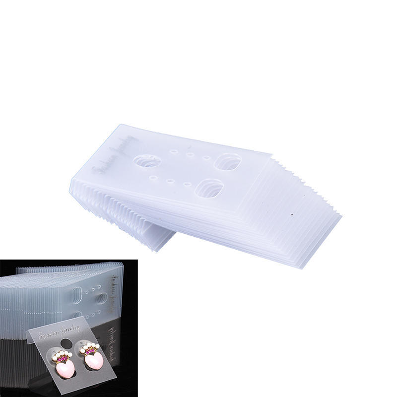 100X Clear Professional Type Plastic Earring Ear Studs Holder Display Hang Cards,