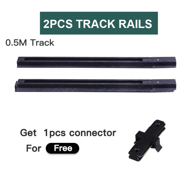 Комплект светильников на рельсах с 2 проводами, светильник на 0,5 м, светодиодный светильник на рельсах для гостиной, прямые/Г-образные разъемы, потолочная коробка