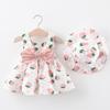 Children's Strawberry Print Dress Girl's Dress with Hat