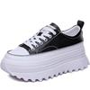 7cm Cow Genuine Leather Platform Wedge Chunky Sneakers Ladies Casual Comfort  Spring Autumn Vulcanize Fashion Thick Shoes