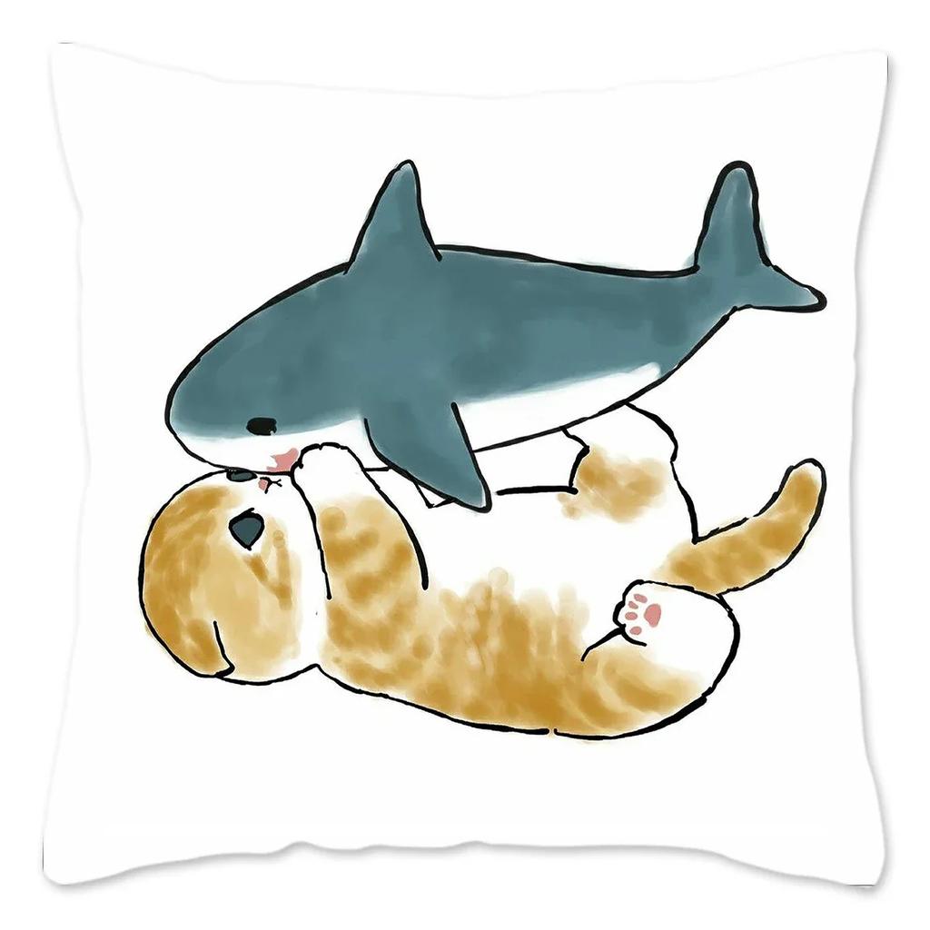 Забавная наволочка CatShark, украшение для дома, полиэстеровая наволочка для дивана, кавайная наволочка для подушки, fundas cojines X