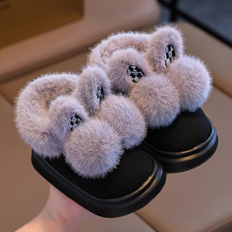 2024 Warm Winter Cotton Slippers for Girls: Indoor/Outdoor, Thickened for Mid-to-Large Children