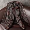 The First Layer of Cowhide Leather Jacket Men's Stone Grinding Retro Old Denim Leather Jacket Short Jacket