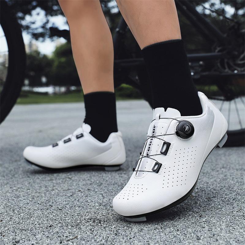 Single buckle road car lock shoe set breathable unlocked cycling shoes flat-soled power bicycle shoes