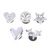 8Pcs/Set Metal Silver Electroplated Bow Button Dot Heart Charms Shoe Buckle Diy Detachable Clogs Sandals Accessories