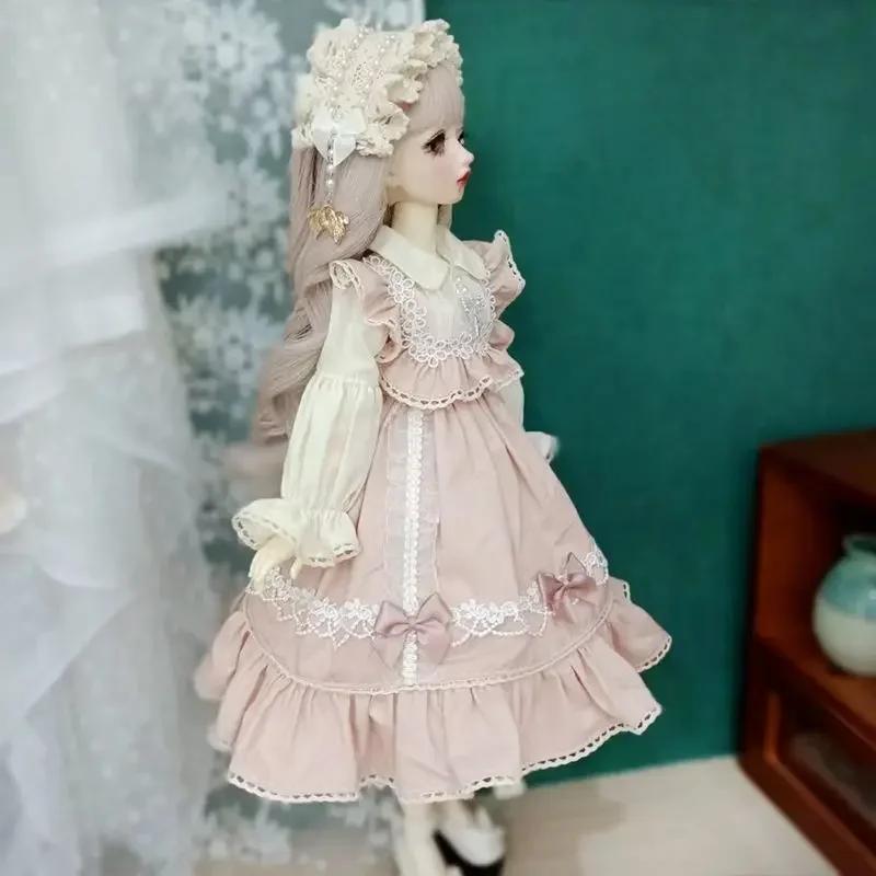 60/45/30cm Doll's Clothes Pink Clothing for 1/3 1/4 1/6 Bjd Doll Skirt+Hair Dress Up Toys Play House Doll Accessories,no Doll