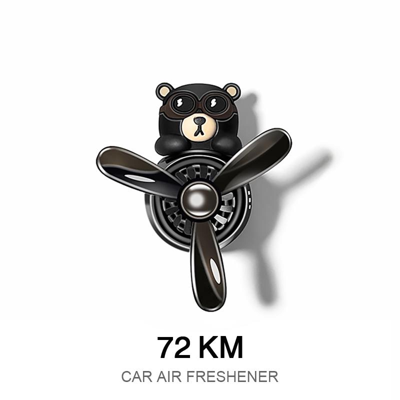 72KM Car Air Freshener Bear Pilot Auto Accessories Interior Perfume Diffuser Rotating Propeller Outlet Fragrance Magnetic