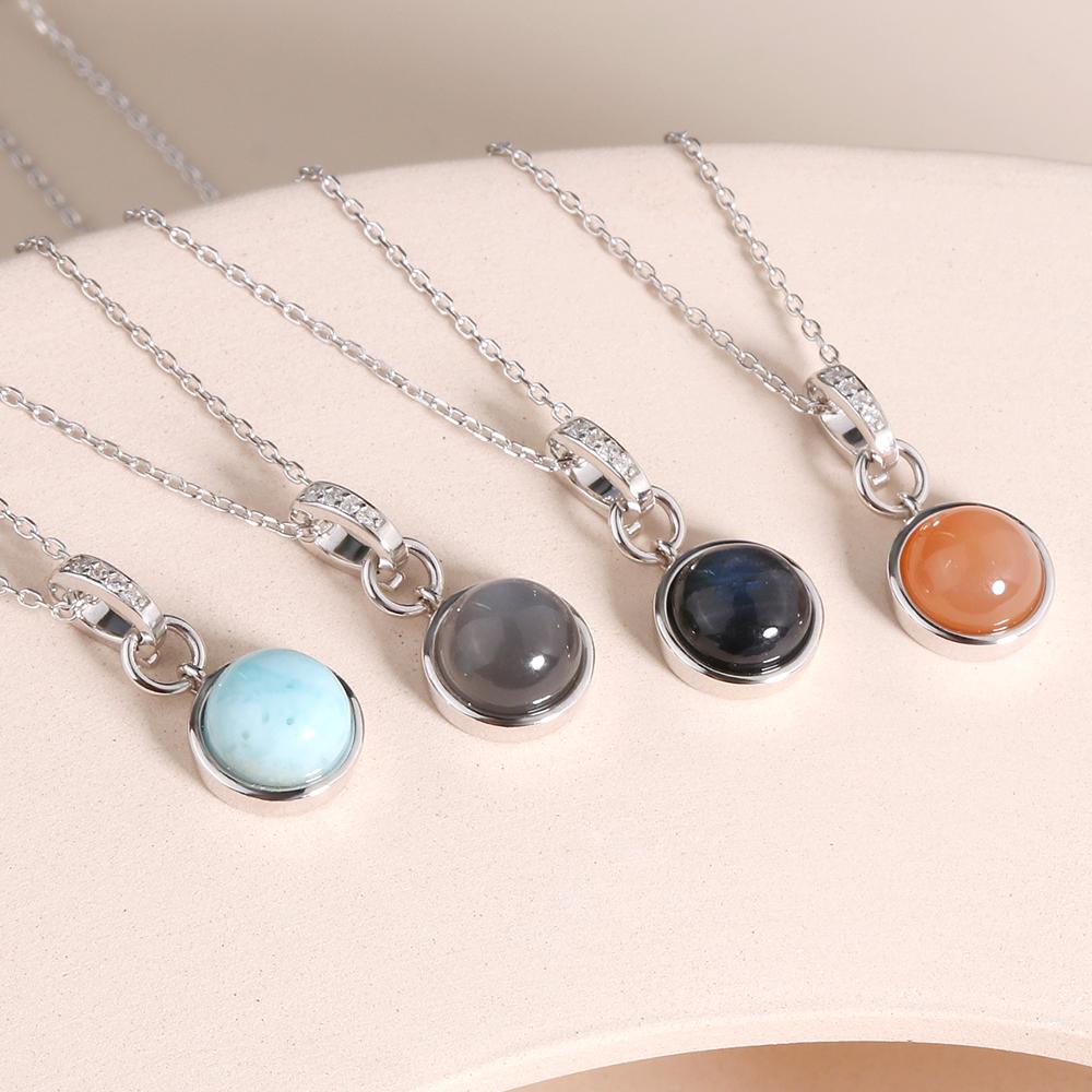 Простое ожерелье из стерлингового серебра 925 пробы с натуральным лунным камнем лабрадоритом, драгоценные камни, изящные украшения с цепочкой, для женщин, хороший подарок