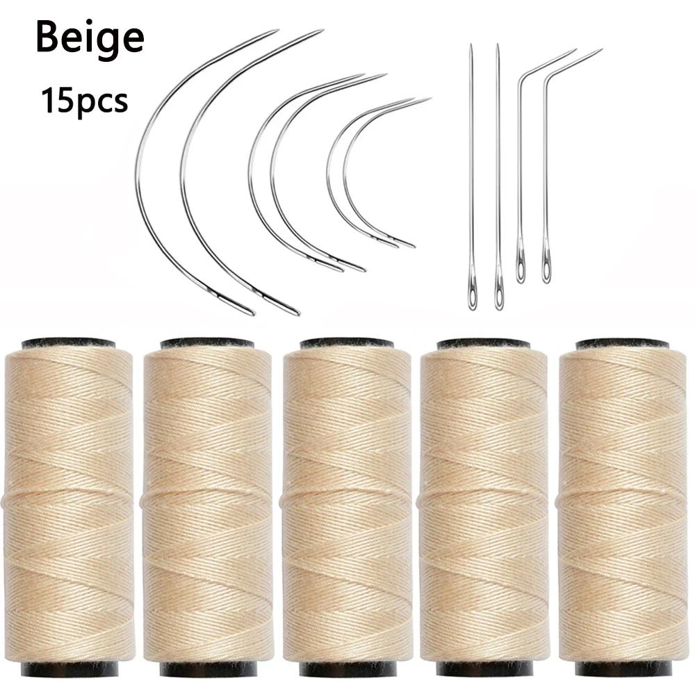 5 шт. нитей для плетения волос с 10 шт. иглами C/J/I-образной формы, вощеная нить для ручного шитья, наращивания волос, изготовления париков своими руками