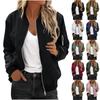 Women's Loose Comfortable Casual Fashionable Solid Color Long Sleeved Zipper Pocket Jacket