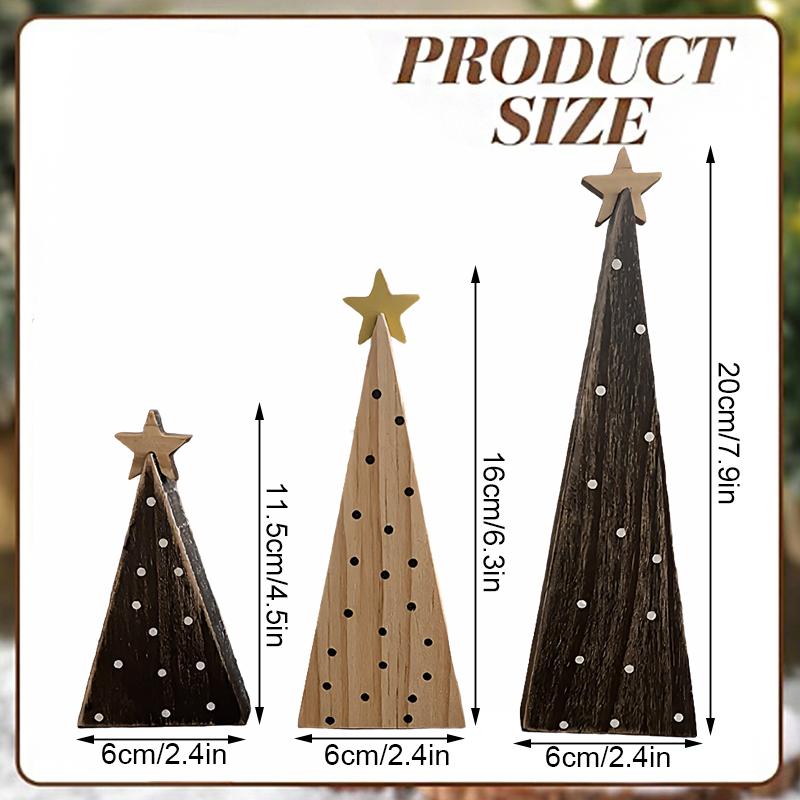 1 Set Desktop Rustic Wooden Handmade Ornament Decorative Tree Durable Christmas Festive Craft Creative