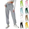 Женские модные спортивные однотонные повседневные спортивные штаны с карманами и шнурком