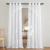 1pc White Sheer Tulle Curtains for Living Room, Grommet Top Semitransparent Balance Privacy and Light Vertical Sheer Drapes for Living Room Bedroom