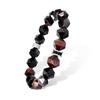 AWNL Серебряный браслет из черного и красного тигрового глаза с центральной подвеской из стерлингового серебра и натурального камня мужской обсидиан, оникс, (Камень 10мм), 15-16см