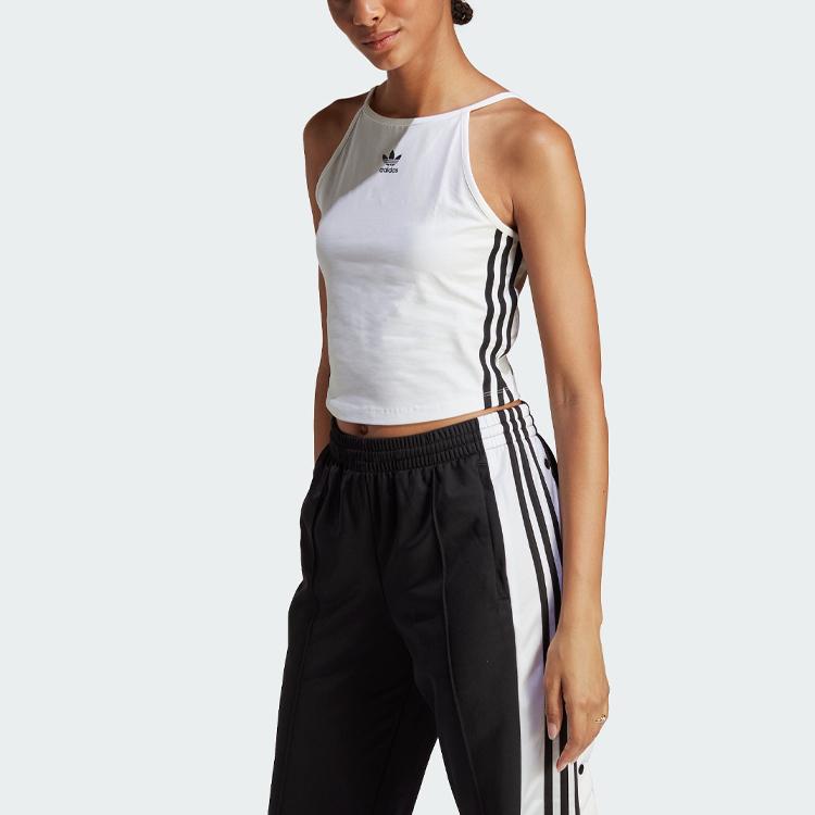 adidas Оригинальная майка-трилистник Adicolor Classics с логотипом в виде буквы и тремя полосками, женские топы белого цвета IB7303